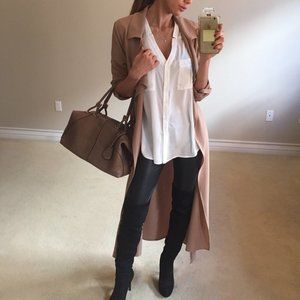 Tan Lightweight Duster Trench Size Large